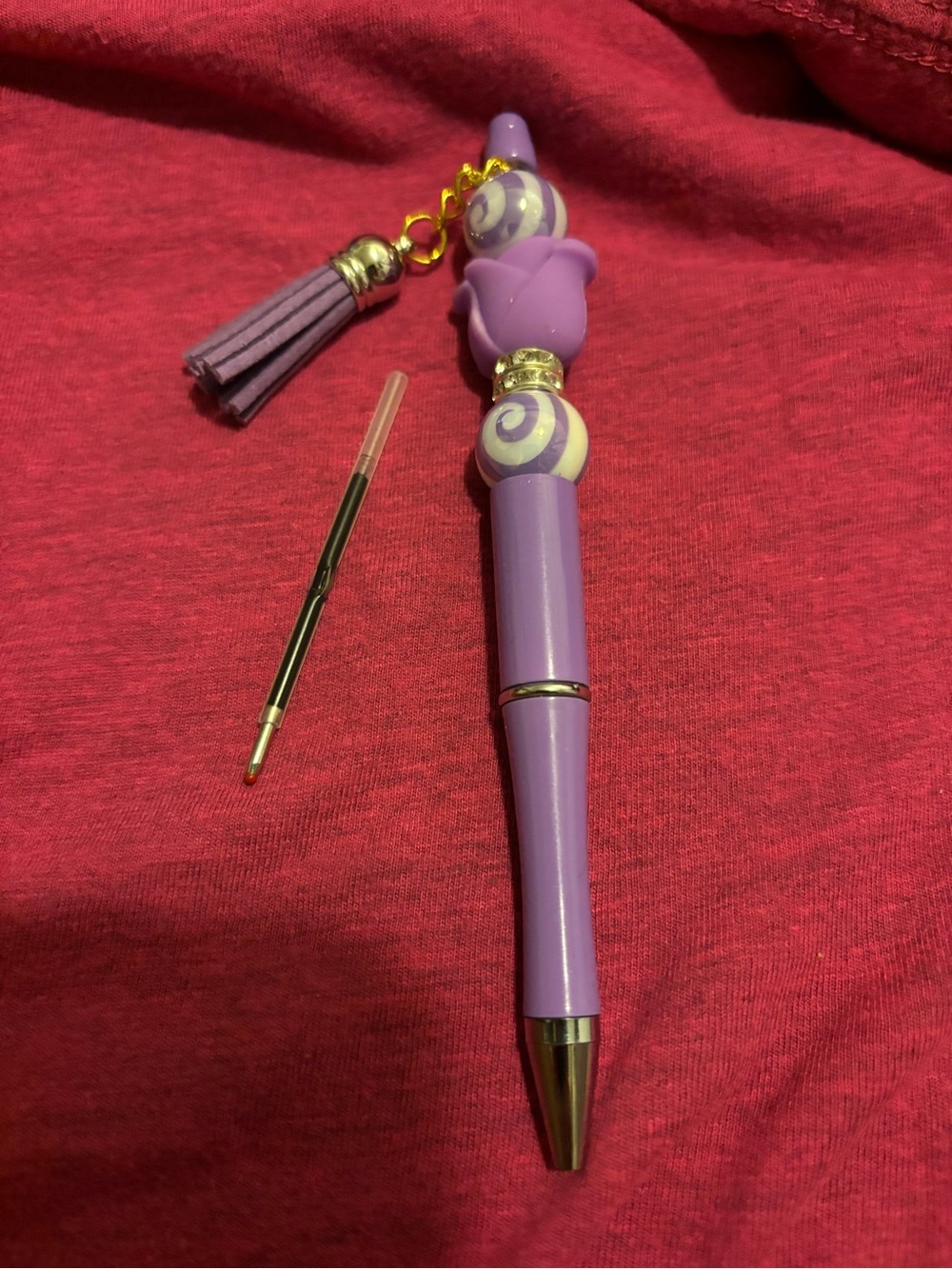 Lavender Tassel Decorative Ballpoint Pen with Beaded Accent NWOT